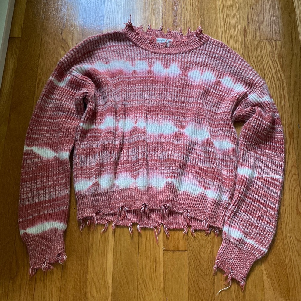 Sweater brand is proof approval, color pink and white tie-dye